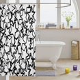 thumbnail image 3 of Manfei Lovely Sparkle Stars Print Shower Curtain 72Wx72L,Kawaii Cartoon Theme Bathroom Curtain,White Black, 3 of 5