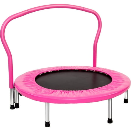 Trampoline for Kids and Adult with Handlebar, 36" Kids Mini Trampoline Safety Pad Rebounder, Play Exercise Bouncer Indoor/Outdoor Workout, 180lb Capacity, Pink