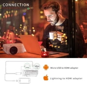 VANKYO Leisure 3 1080P Supported Mini Projector with 65000 Hours Lamp Life, LED Portable Projector Support 200 Display, Compatible with TV Stick, PS4, HDMI, VGA, TF, AV and USB (White)