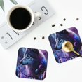thumbnail image 5 of Pofeuu Feathered Wolf Print Leather Coasters Set of 6, Round Cups Mugs Mat Pad for Home Kitchen Heat Resistant Drink Coasters,Square, 5 of 7