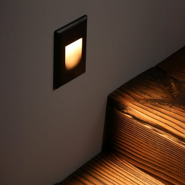 6 Pack 3CCT 120V-277V Dimmable LED Step Lights, Vertical Zinc Alloy Faceplate Deck Stair