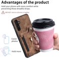 thumbnail image 6 of Phone Case for Samsung Galaxy A54 5G Wallet Cover with Tempered Glass Screen Protector and Wrist Strap Lanyard RFID Credit Card Holder Ring Stand Cell Accessories A 54 54A SM A546U 2023 Women Brown, 6 of 7