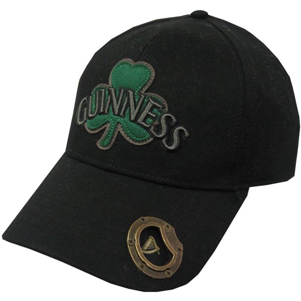 Cap With Bottle Opener Guinness Black Shamrock Adjustable Baseball Hat Fitted Snap With Bottle Opener From Ireland Walmart Com