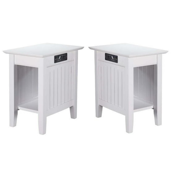 Home Square 2 Piece Nantucket Charger Wood Chair Side Table Set in White