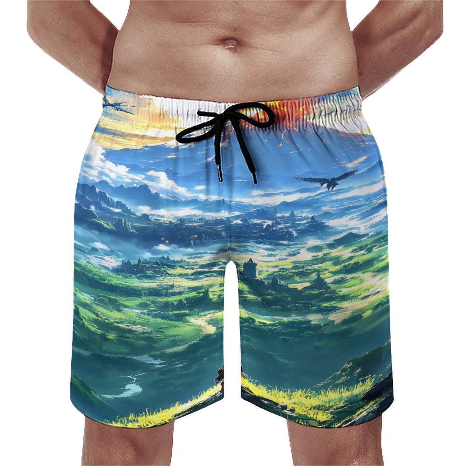 The Legend of Zelda Men's Shorts Quick Dry 3D Printed Beach Men's Swim Trunks with Pockets Mesh Lining Bathing Beachwear XS