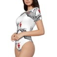 thumbnail image 2 of Yiaed Moose Kissing Under Mistletoe Print Women's Waist-Cinching Short-Sleeved Onesie,Elastic Onesiet,Snaps At Bottom,Easy To Put On And Take Off for Wome Bodysuit -Large, 2 of 8