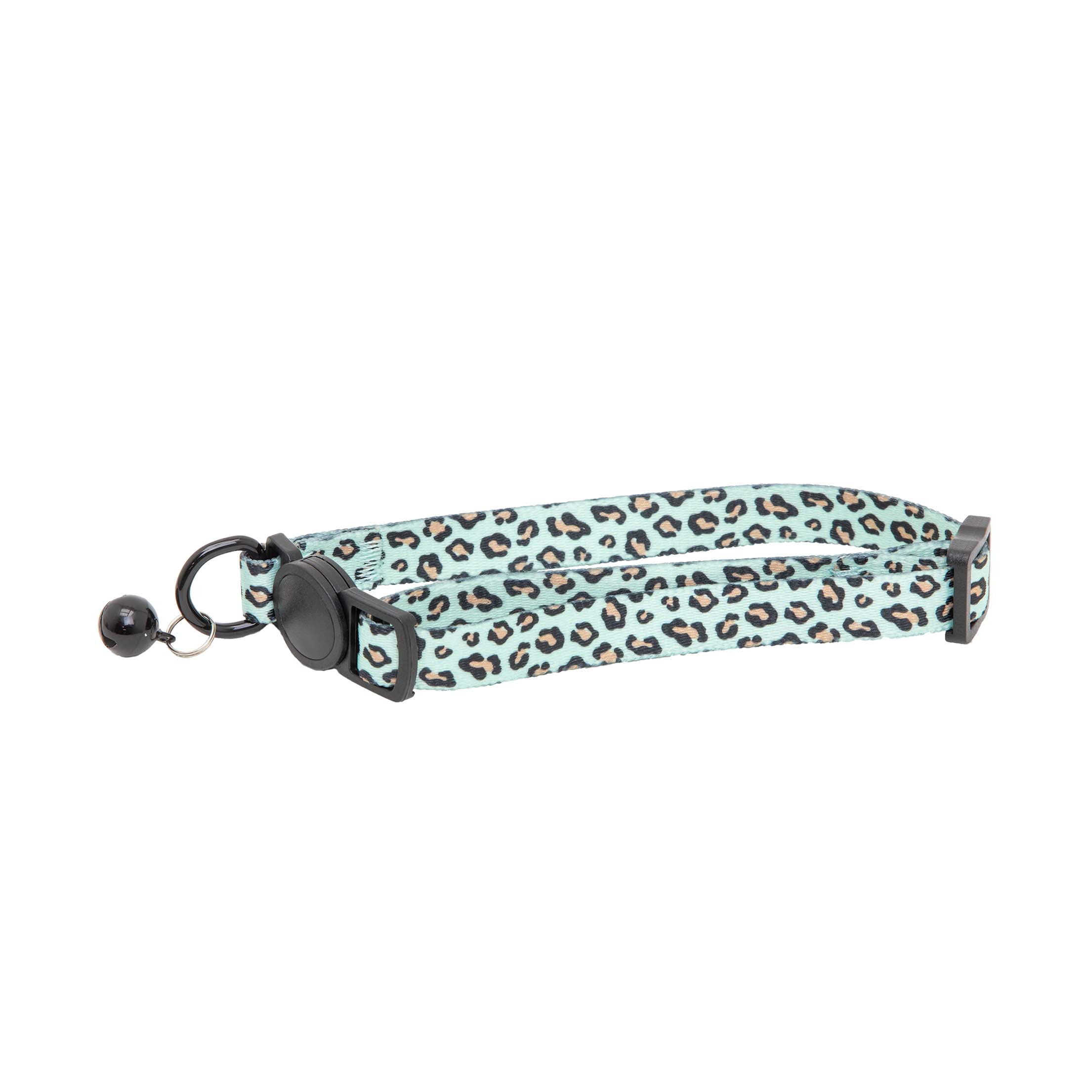 Vibrant Life 2-Pack Wide Cat Collar, Black with Silver Dots, and Mulit Leopard, One Size