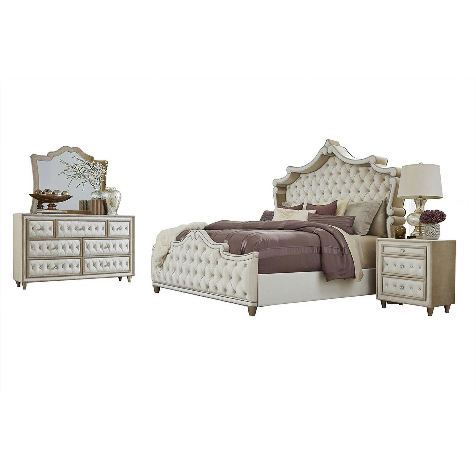 Antonella 4-piece Eastern King Bedroom Set Ivory
