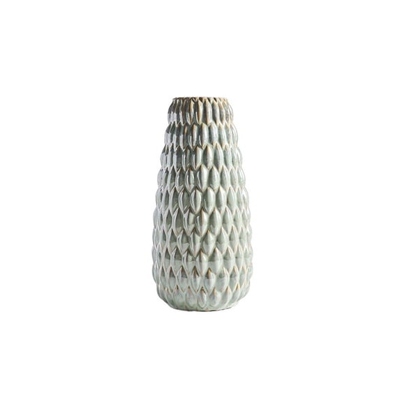Teardrop Pattern Cyan Ceramic Vase Living Room Decorative Flower Arrangement