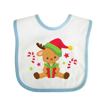 

Inktastic Cute Christmas Reindeer with Presents and Candy Canes Gift Baby Boy or Baby Girl Bib