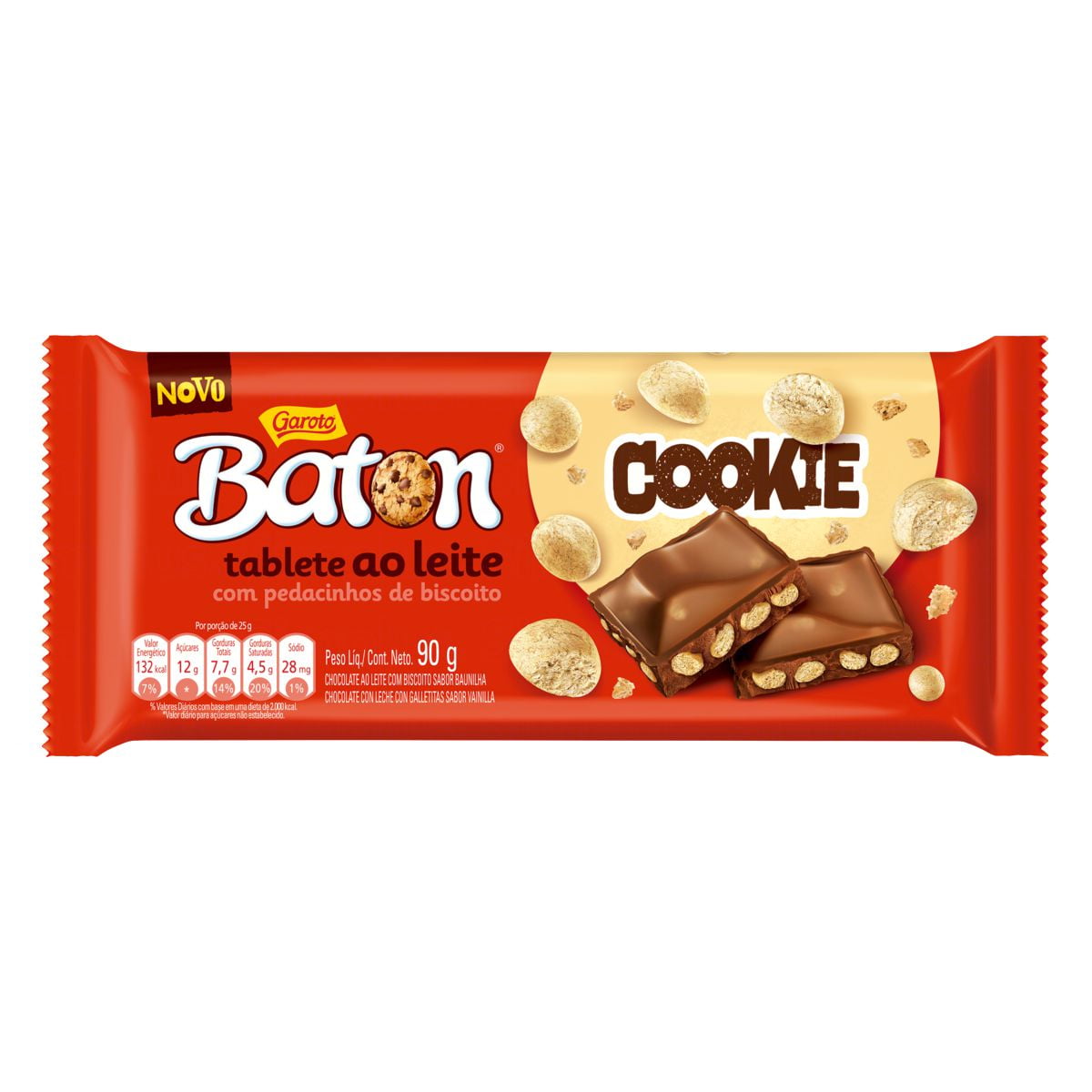 Barre de chocolat au lait Garoto Baton avec biscuits