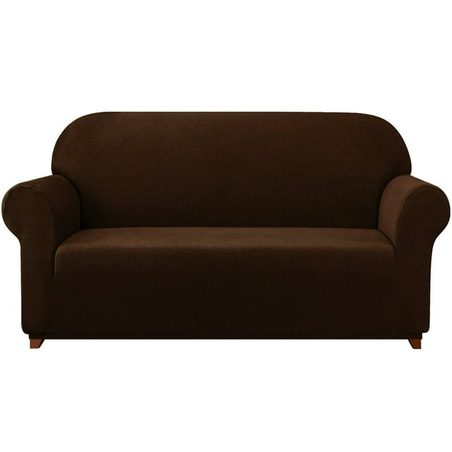 2024 Solid Print Polyester Loveseat Slipcover Chocolate