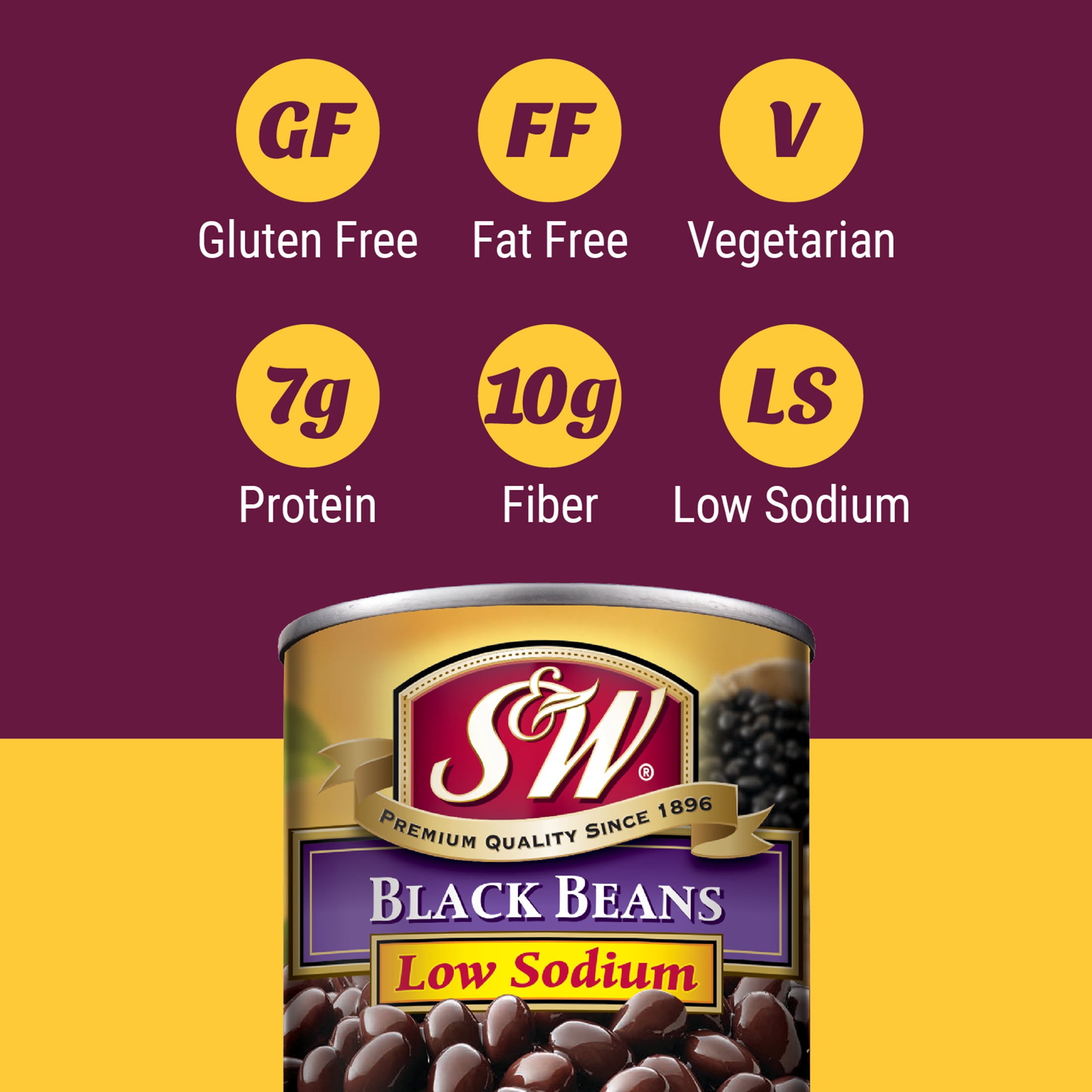 S&W Black Beans - Low Sodium - 15 oz. Can