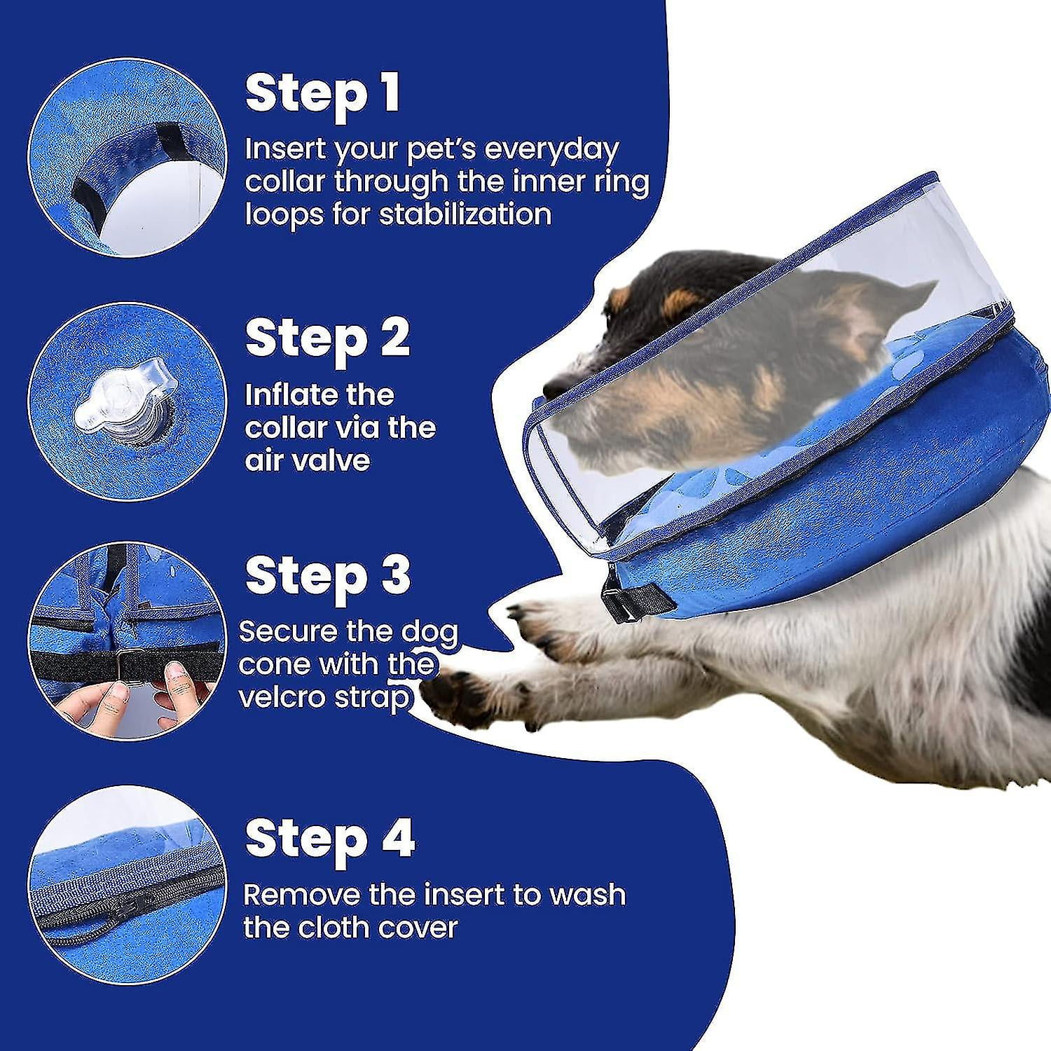 Dog Cone Inflatable Dog Cone After Surgery For Small Medium Large Dogs Soft Cones With Enhanced Anti licking