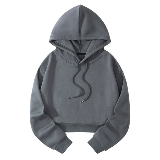 QHFBli Sweat à Capuche pour Femmes, Décontracté, Uni, Ample, avec Bretelles, Manches Longues, Design Crop Top