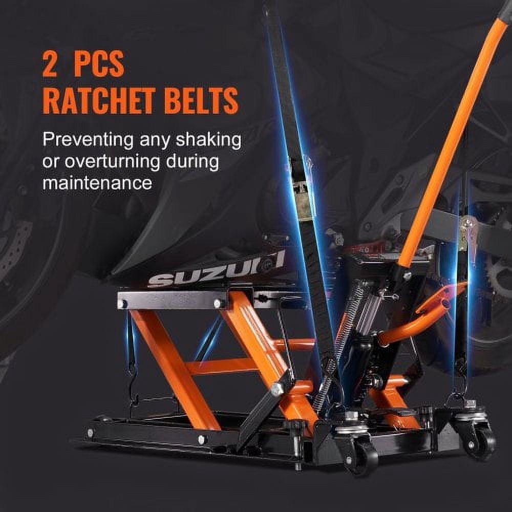 VEVOR Steel Hydraulic Motorcycle Jack Stand, 1500 LBS ATV Scissor Lift Jack, 4.7"-15" Scissor Lift Jack Stand with 4 Wheels,  ATV UTV Powersports