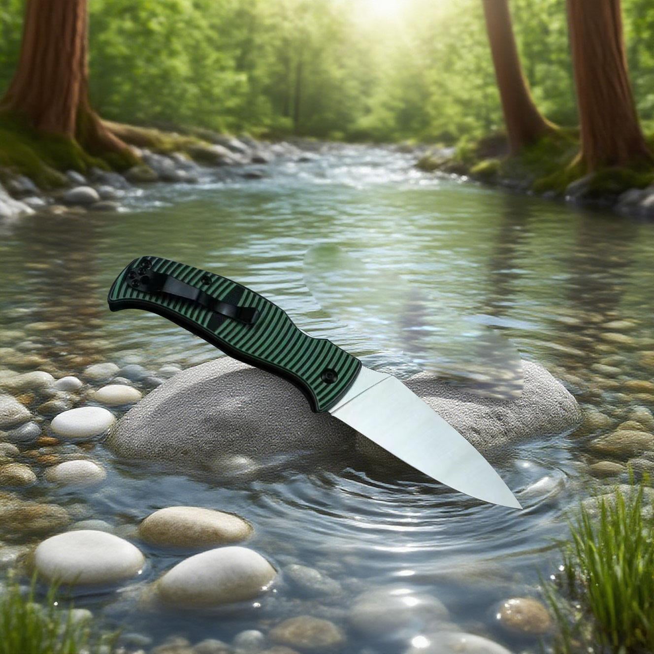 Folding Pocket Knife, Green Handle Bronze Blade for Outdoor Camping Survival, EDC Knife for Easter Independence Day Thanksgiving Halloween Christmas and Father's Day