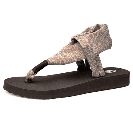 

Needbo Women s Yoga Mat Flip Flops Summer Casual Beach Flat Sandals Comfortable Arch Support Sling Sandals-Brown