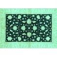 thumbnail image 1 of Ahgly Company Indoor Rectangle Oriental Turquoise Blue Modern Area Rugs, 2' x 5', 1 of 4
