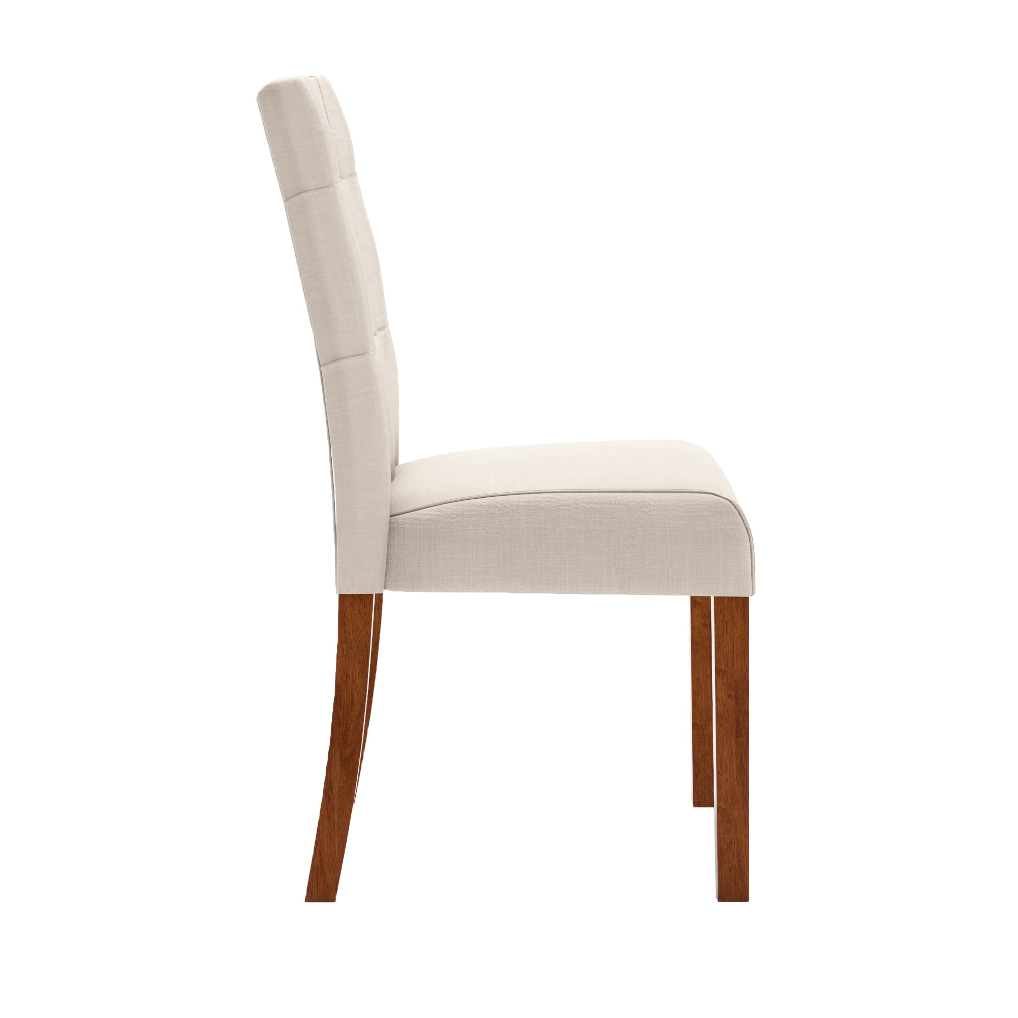 Chelsea Lane Upholstered Cherry Finish Dining Side Chair, Set of 2, Beige