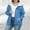 #077-Blue, variant on Roncen Women's Plus Size Fleece-Lined Heavyweight Hoodie - Solid Color Zippered Hooded Sweatshirt - Drop Shoulder Long Sleeve Casual Streetwear Outerwear