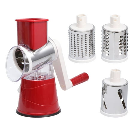 

NUOLUX Tri-Blade Spiralizer Vegetable Slicer Manual Hand Safe Vegetables Chopper with 3 Interchangeable Round Stainless Steel Rotary Blades (Red)