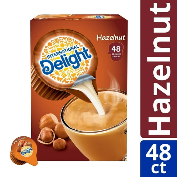 (Pack of 4) International Delight Hazelnut Coffee Creamer Singles, 48 count