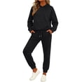thumbnail image 1 of Dwellite Womens 2 Piece Lounge Sweatsuit Fall Fashion Matching Sweat Sets Oversized Fall Hoodies & Baggy Jogger Sweatpants Fashion 2026 Outfits Black XL, 1 of 5