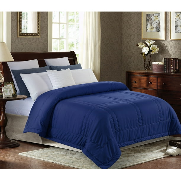 Reversible Down Alternative Super Soft Microfiber Navy King Blanket