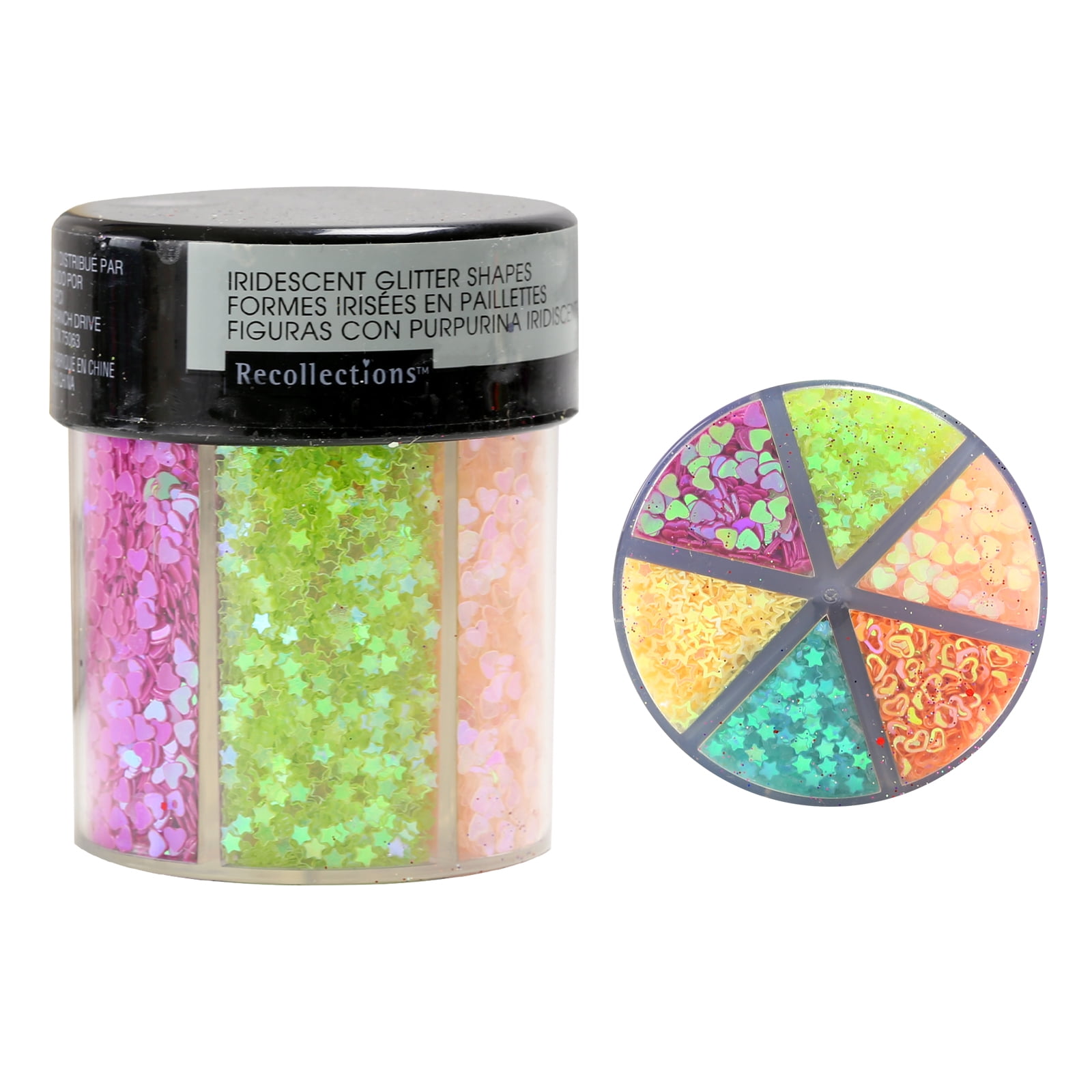 Recollections Signature Iridescent Shapes Glitter Caddy, 12 Pack