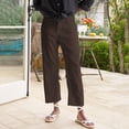 thumbnail image 2 of Women's High Waisted Cropped Linen Pants Straight Leg with Pockets Business, 2 of 9