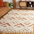 thumbnail image 2 of SAFAVIEH Moroccan Tassel Larry Geometric Shag Area Rug, Ivory/Brick Rust, 4' x 6', 2 of 8