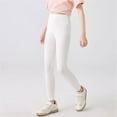 thumbnail image 2 of Wdgfv Girls High Waist Leggings Thin Summer Pants 9/10 Length Soft Stretchy Comfortable Active Wear for Kids Yoga Running Play White 11-12 Years, 2 of 5