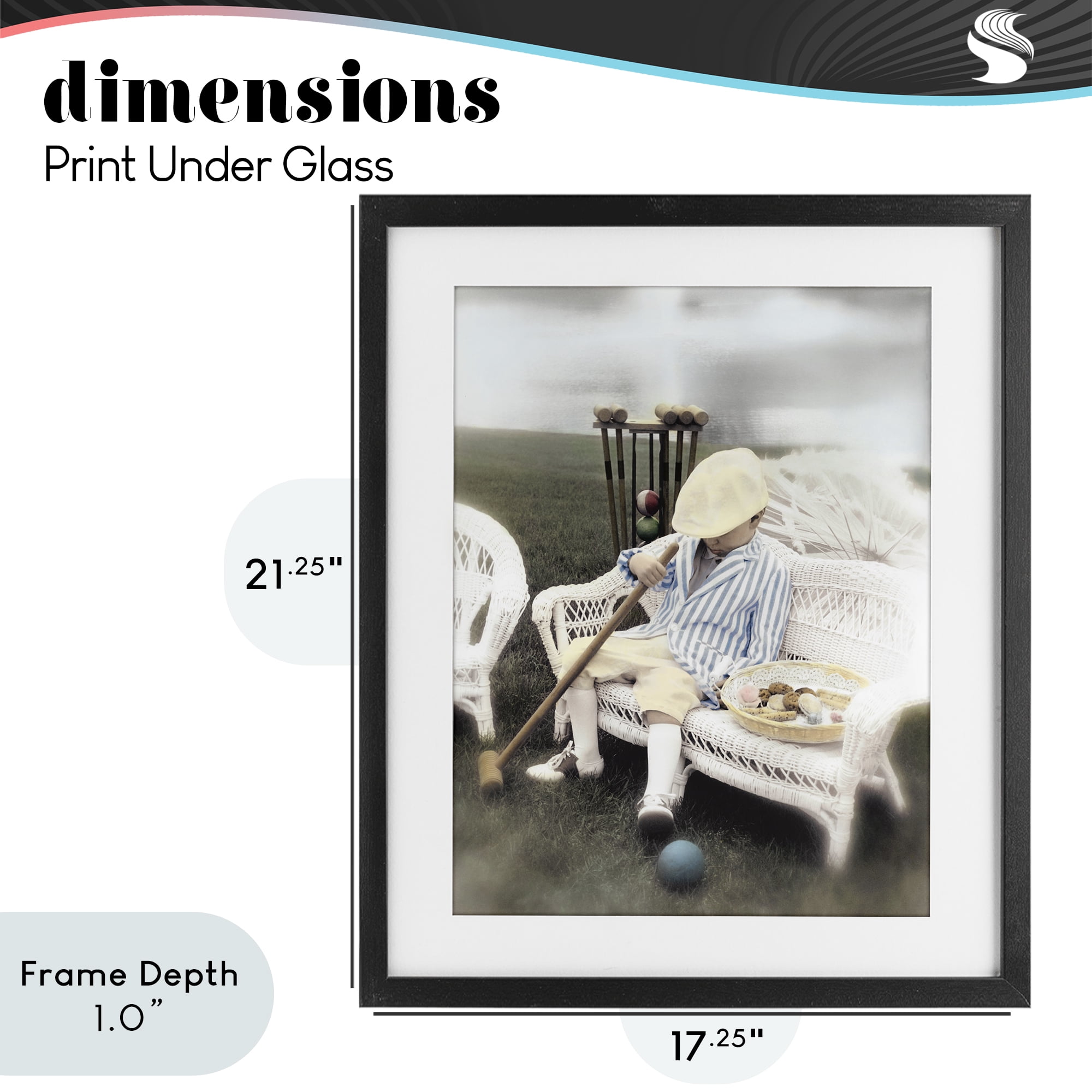 Stupell Industries Child with Croquet Mallet Black Framed Print Under Glass, design by Kendra Dew