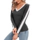 thumbnail image 4 of Camisa básica ajustada con cuello en V de encaje Manga larga Tops básicos cómodos y gruesos para mujer Negro XXL, 4 of 8