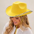 thumbnail image 4 of IAJDKMEK Adult Western Cowboy Hat with Curled Brim, Cowboy Hat with Trim for Outdoor and Party Wear for Men Women, 4 of 5