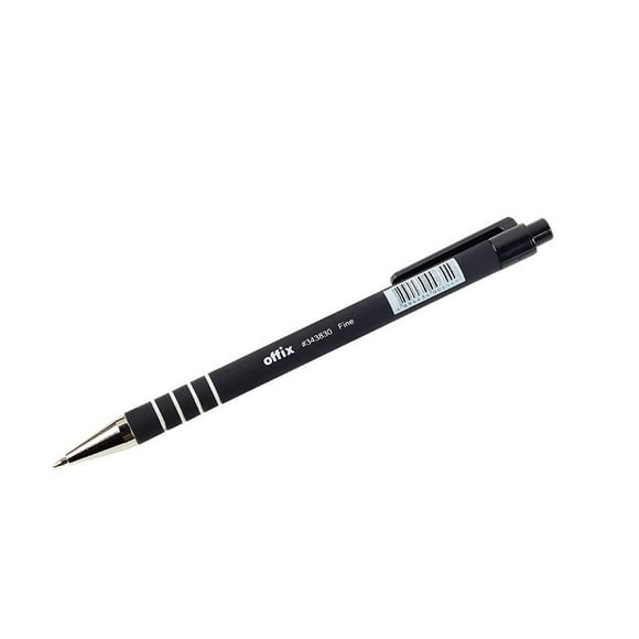 Offix 343830KB1210ABK Offix Retractable Ballpoint Pen Fine point, black (Pack of 12)