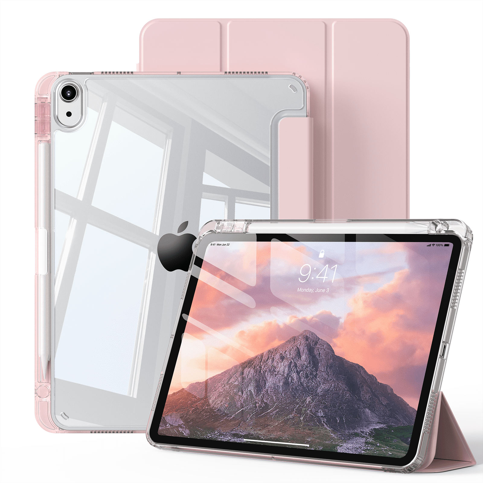 GKABXY for iPad (A16) 11th Generation Case 11 Inch 2025, iPad 10th Generation Case 10.9 Inch 2022, Slim Stand Hard PC Translucent Back Shell Smart Cover, Support Touch ID, Auto Wake/Sleep,Baby Pink