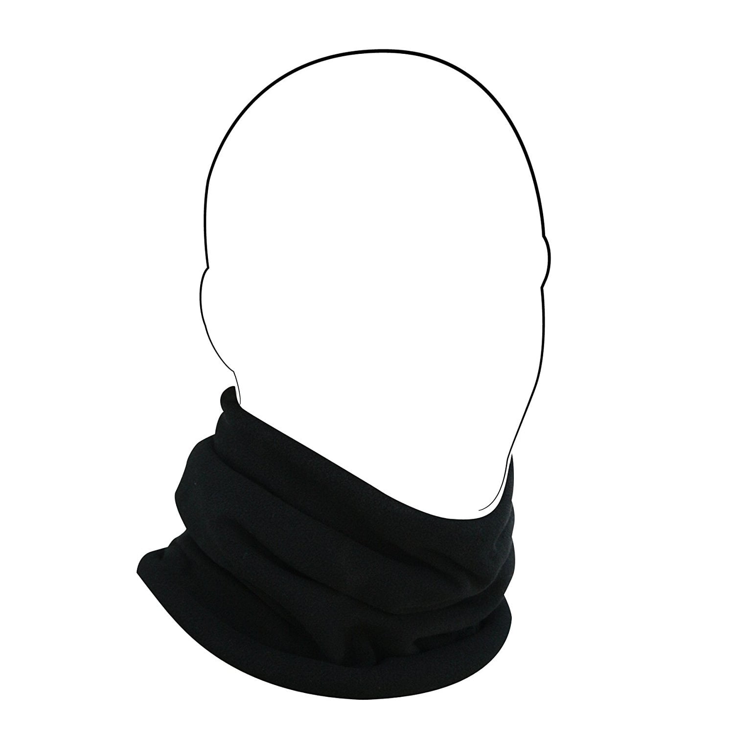 Polyester Fleece Neck Warmer (Black), 3in1 Tube Fits Shield Zan Size Stars Most Mustache Combo Black Glow FleeceSpandex... by