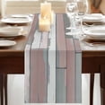 thumbnail image 3 of Brown Wooden 70 Inch Table Runner, Retro Country Mottled Vertical Stripes Farmhouse Dresser Scarf Cotton & Linen Tablerunner for Dining/Kitchen Island/Holiday Party Décor 13" x 70", 3 of 9
