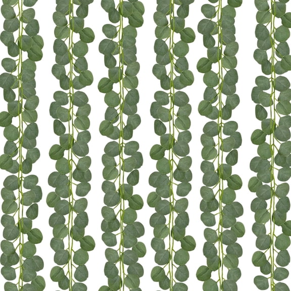 12 Pack 7Ft Eucalyptus Garland,Artificial Eucalyptus Leaves Table Greenery Garland Wreath Vines for Wedding Party Table Fireplace Bedroom Wall Room Decor