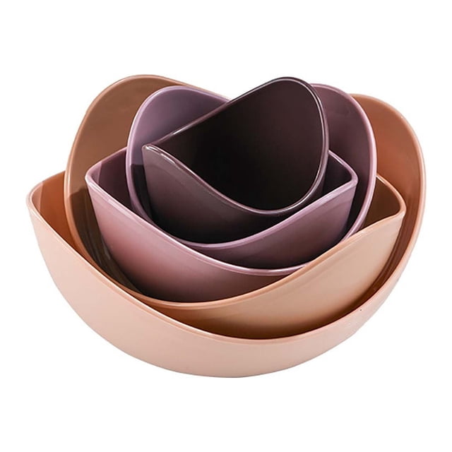 Pisexur Batería de cocina Juego de 5 ensaladeras para ensalada de frutas, cereales, decoración del hogar, porcelana, apto para microondas, postres. para la cocina del hogar