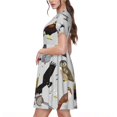 thumbnail image 2 of Balery Animal Bird Vestidos sueltos de manga corta para mujer, vestidos de verano 2025, vestidos casuales de corte A con vuelo., 2 of 6