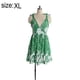 thumbnail image 2 of Mini vestido floral con volantes en la parte delantera, cuello en V, sin mangas, una línea de vestidos acampanados, 2 of 6