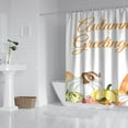 thumbnail image 2 of Autumn Greeting Pumpkin Harvest Shower Curtain,Washable Show Curtain with Hooks Friendly Polyester Fabric Curtains for Halloween Thansgiving Christmas Hotel Dorm, 2 of 5
