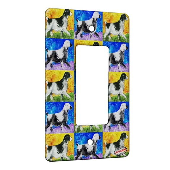 KuzmarK™ 1 Gang Rocker Wall Plate - English Springer Spaniel Dog Pattern Art by Denise Every