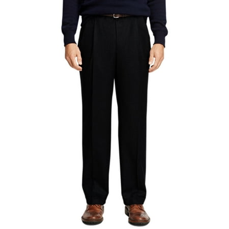 New Brooks Brothers Mens Black Wool Pleated Cuffed Dress Pants 34W 32L 5452-4