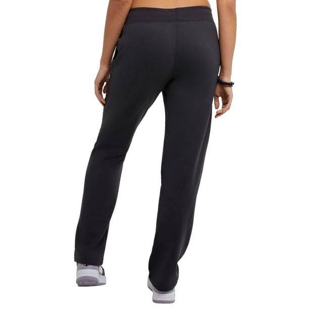 Champion Womens Powerblend Fleece Open Bottom Sweatpants, XL, Black 