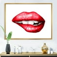 thumbnail image 2 of Sexy Plump Puffy Girl Lips Biting 40 in x 30 in Framed Painting Canvas Art Print, by Designart, 2 of 5