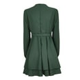 thumbnail image 4 of sertiohcv Womens Work Dresses Fall Fashion Women's Wear to Work Dresses Long Sleeve Midi Dress Elegant Business Office Dress with Pockets Green,Size M, 4 of 5